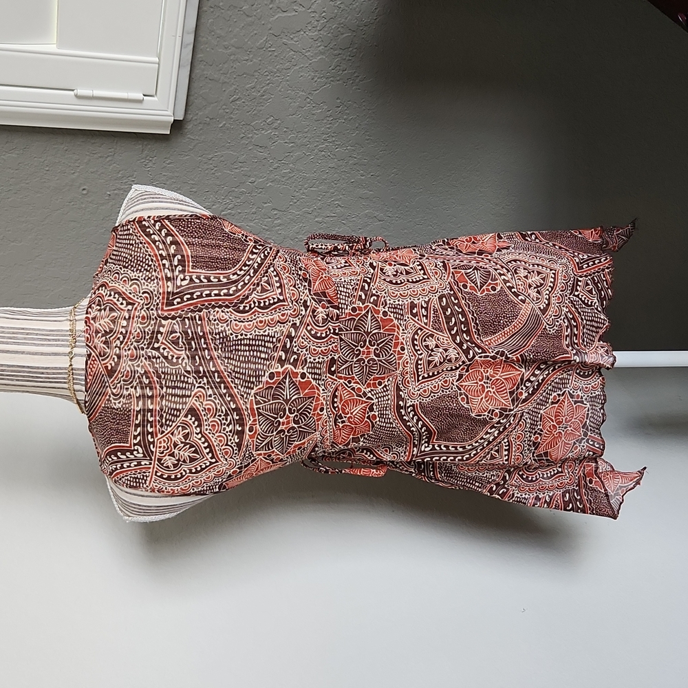 Boho burnt orange paisley tunic top - Picture 3 of 4